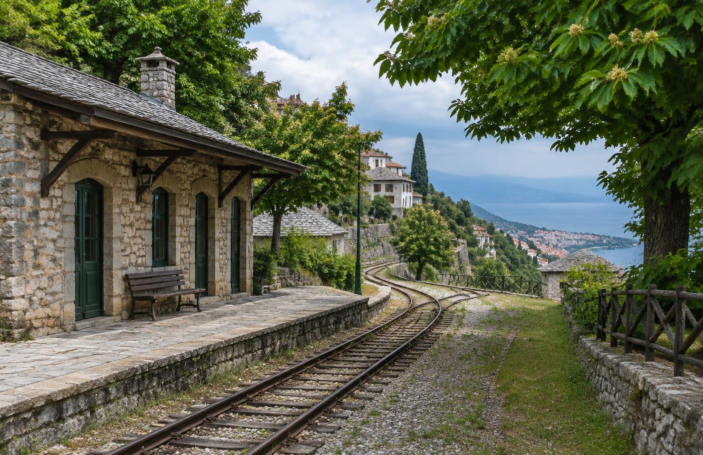 Documentary reconstruction of the old Pelion railway at Milies above the Pagasetic Gulf